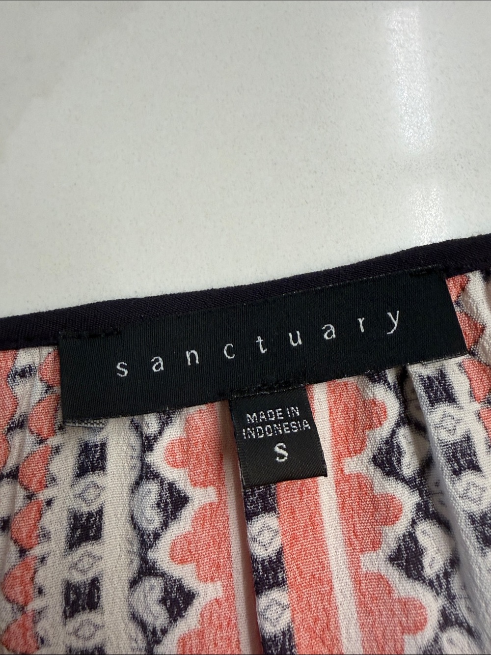 Sanctuary Women’s Boho Stripe Peasant Blouse in Coral, Black & White - Picture 6 of 8